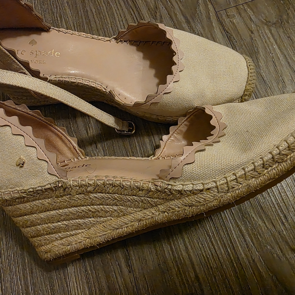Kate Spade Cream Espadrille Shoes with Elegant Scalloped Detail